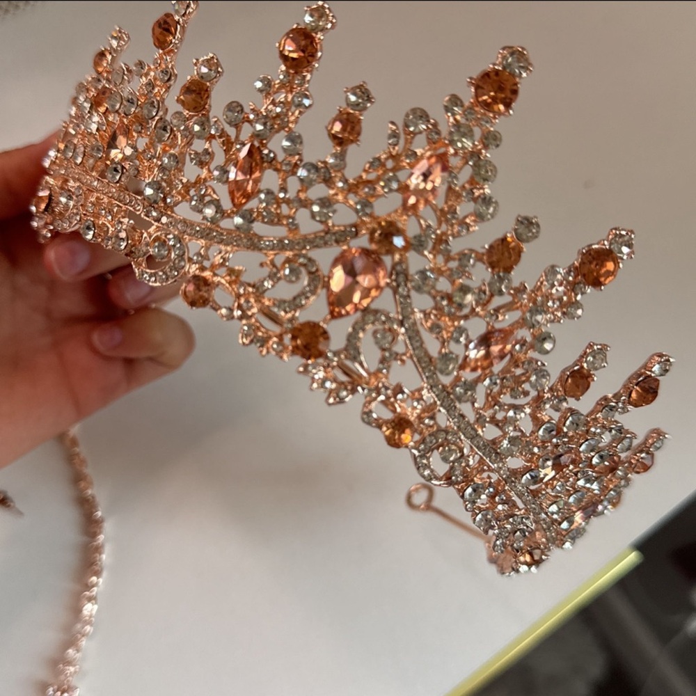 Rose Gold Quinceañera Crown Set